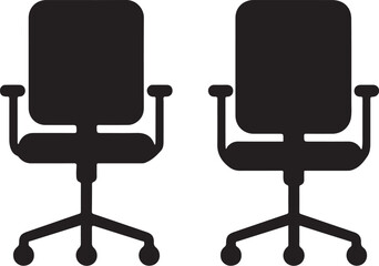 PrintOffice chair silhouette illustration, ergonomic swivel chair design on dark background