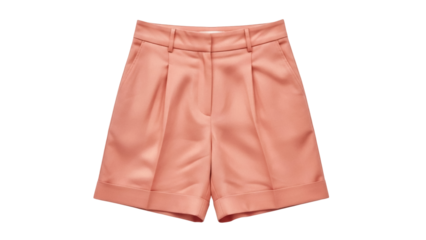 Isolated tailored shorts, fashionable clothing item, peach color, casual summer attire