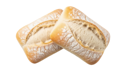 Isolated Pair of Crusty Breads, a type of Italian bread roll with crisp crust and soft interior