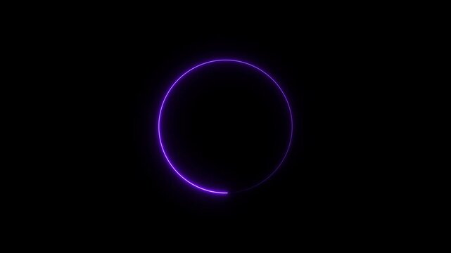 a glowing Purple Neon Circle with Gap 4k animation video on black background  abstract