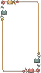Bookish Border: A delicately crafted frame adorned with open books and floral elements, offering a touch of elegance and academic flair.