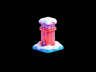 Colorful SnowCapped Lighthouse Model