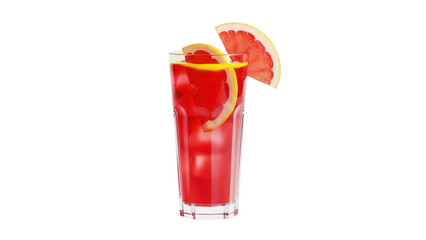 Isolated drink with ice and grapefruit slices in a glass for refreshments and summertime