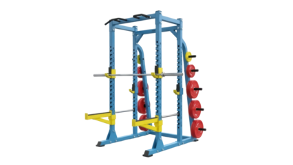 Isolated heavy duty weight rack for body building at the gym with weights training tool