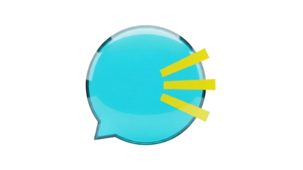 Isolated turquoise speech bubble with three yellow lines for social media logo design
