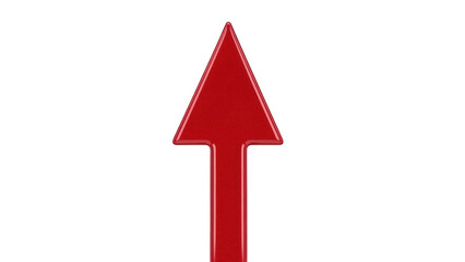 Isolated red arrow points upward, showing direction of increase, progress, improvement, climb