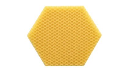 Isolated yellow hexagon honeycomb sheet, natural beeswax, perfect for crafting and designing