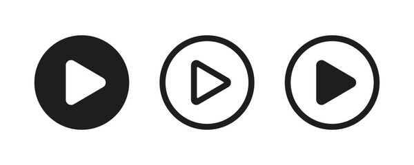 play button icons. Video play with rounded triangle icon. Audio player button