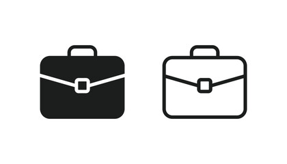 Briefcase icon outlined and solid. Suitcase icon. Work job bag icon