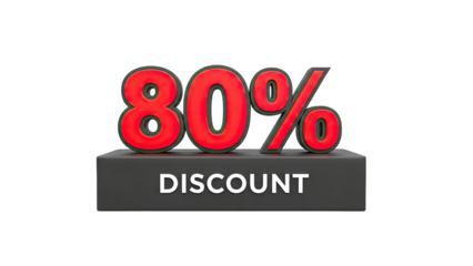 80% Discount Sign on Black Block - Sale Promotion
