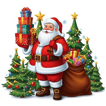 santa claus and christmas tree