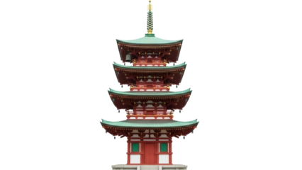 Isolated structure of a Japanese pagoda, a traditional temple architecture style in Asia