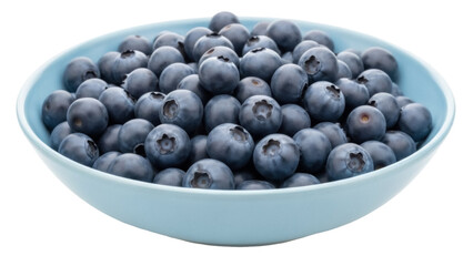 Isolated bowl full of fresh blueberries, healthy, delicious fruit ready to eat or bake with.