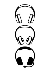 Obraz premium Headphone vector, various earphone silhouette, headphone clipart, modern earphone art