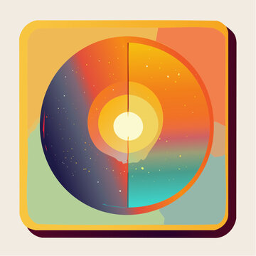 Abstract illustration of the Earth's layers, with a gradient color scheme and a circular composition.