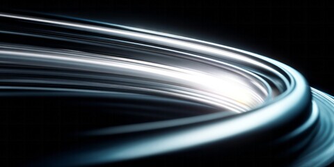 Dynamic abstract luminous streaks curve dramatically across a dark background