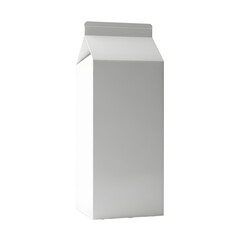 Blank white milk carton on transparent background