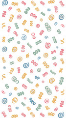 Whimsical Spiral Pattern: An abstract composition featuring a playful arrangement of colorful spirals and swirls against a simple backdrop, creating a sense of dynamic movement and visual interest.