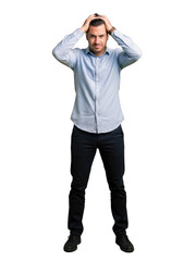 Fototapeta premium Man expressing frustration isolated on transparent background