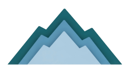 Isolated Three-layered Mountain Shape Vector Design. Light Blue, Sky Blue, Teal, Wilderness Icon