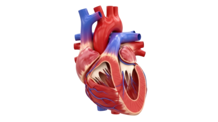 Isolated Human Heart Anatomy Model Showing Blood Vessels and Chambers, Medical Illustration