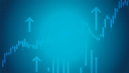 Financial growth visualization: stock market chart with upward trends and analysis
