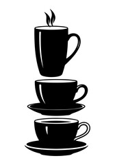 Obraz premium Teacup silhouette, tea cup vector art, coffee cup icon silhouette, coffee mug set vector