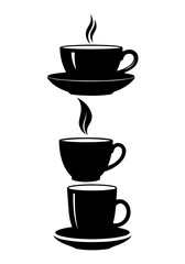 Obraz premium Teacup silhouette, tea cup vector art, coffee cup icon silhouette, coffee mug set vector