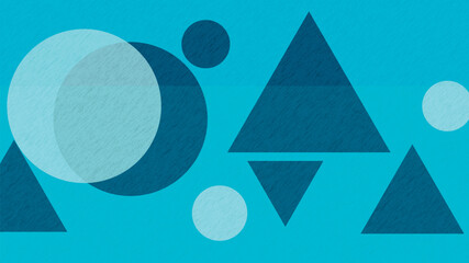 Abstract geometric shapes in shades of blue and white on textured background