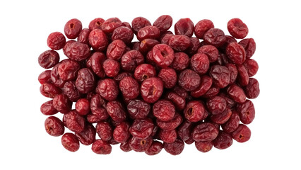 Isolated group of dried cranberries, delicious antioxidant snack, nutritious ingredient