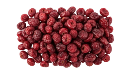 Isolated group of dried cranberries, delicious antioxidant snack, nutritious ingredient
