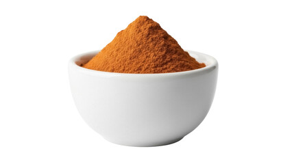 Isolated pile of turmeric spice, chili powder, saffron in bowl, culinary cooking ingredient