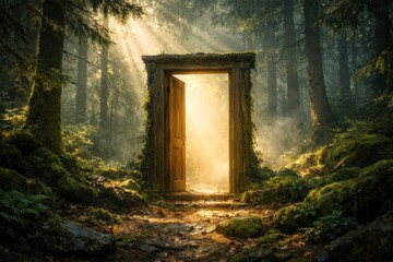 Obraz premium Mysterious Doorway in a Forest