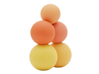 Isolated pyramid of four colorful eggs in yellow, orange, and coral, perfect for Easter