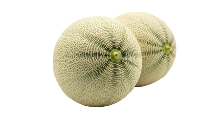 Isolated Pair of Fresh Cantaloupe Melons Ready to Eat A Summertime Food Healthy Dessert