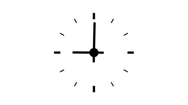 Black clock icon isolated on white background. Perfect for time lapse effects and time passing concepts.