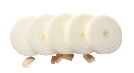 Freshly sliced white onion rings creating a vibrant and healthy ingredient display