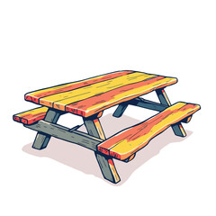 Vsai wooden picnic table with benches for outdoor dining