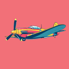 Vsai vintage warplane flying pop art illustration style