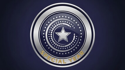Special year award emblem with star and concentric circles