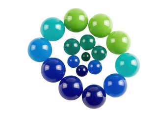Isolated assorted green and blue polished gemstone cabochons for jewelry making isolated