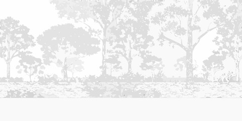 Obraz premium Silhouetted trees against a light gray sky create a serene landscape