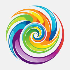 Vibrant rainbow swirl design element for creative projects