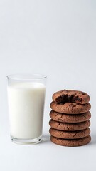 Indulge in a classic treat with rich chocolate cookies and fresh milk, perfect for a comforting snack or dessert any time of day