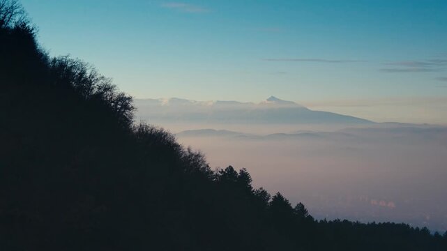 Mountain landscape view from a cable car, Skopje North Macedonia Vodno