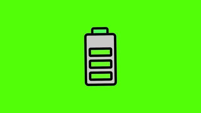 Battery Charging Icon Green Screen Animation