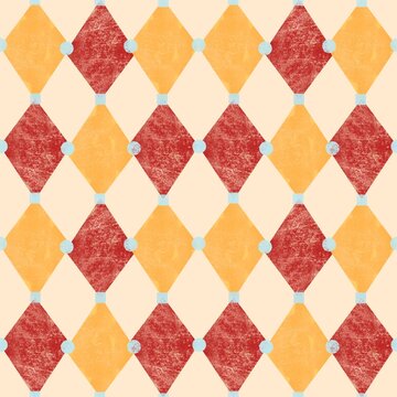 seamless geometric pattern with red and orange diamons