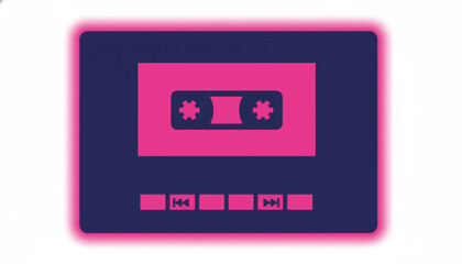 Obraz premium Retro cassette tape player icon. Minimalist flat design vector illustration. 80s and 90s music and nostalgia concept