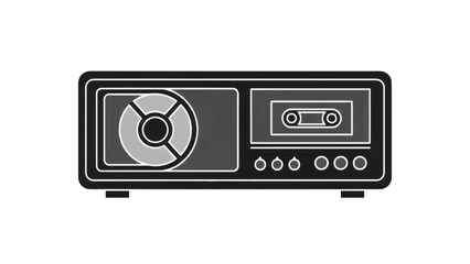Fototapeta premium Stylized icon of a vintage cassette player. Retro audio equipment vector illustration. Monochrome graphic for 80s and 90s themes