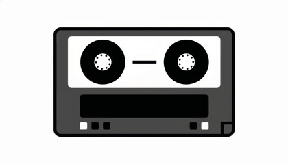 Retro audio cassette tape icon. Simple flat design vector illustration. Vintage 80s and 90s music symbol for web and apps.